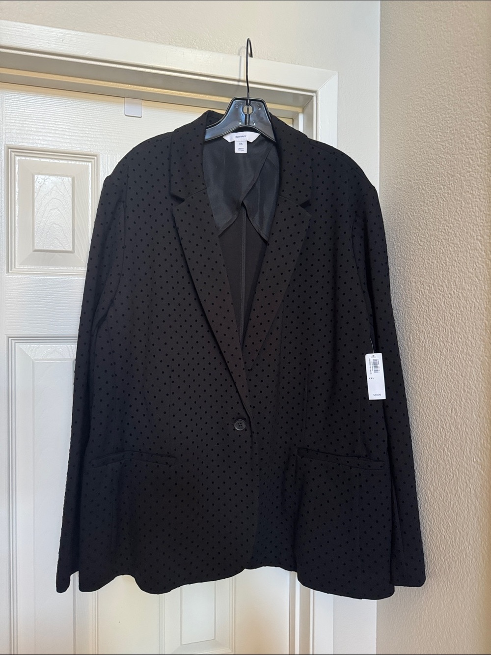 Old Navy Black Polka Dot Single-Button Blazer